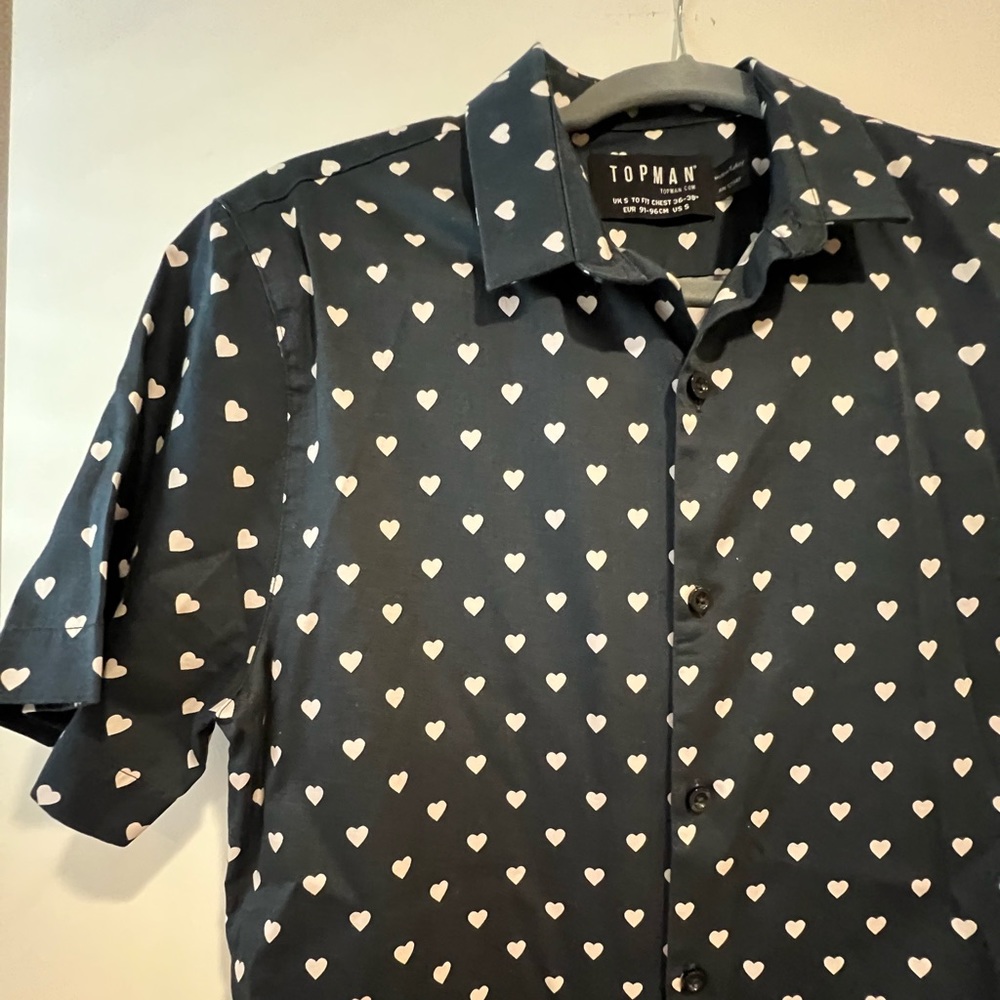 Topman Heart Navy Blue Button Up